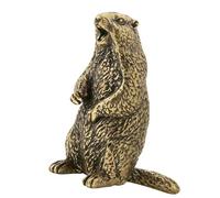 ECMQS Antique Metal Screaming Groundhogs Statue Handcrafted Animal | Classical Metal Detailed Animal Carving for Bookshelf Display, Antique Artwork Home Shelf Decor