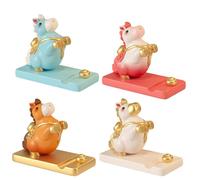 ECMQS Artistic Rosin Crafted Cellphone Stand with Not, 4 piece set | Elegant Desktop Phone Holder with China New Year Horse Sculpture Home