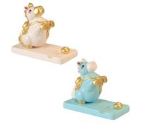 ECMQS Artistic Rosin Crafted Cellphone Stand with Not, White and blue | Elegant Desktop Phone Holder with China New Year Horse Sculpture Home