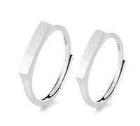 ECMQS Beautiful Adjustable Silver Rings Love Declarations Silver Couple Rings with Message Projection Valentines Day Present