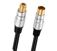 ECMQS Cable Box Receiver Joining Cord, 1.5m | Gold-Plated F Female Port, Male Aerial End, RG59U Coax, Household Media Use, Routing