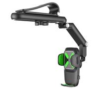 ECMQS Car Sunshade Phone Holder with Adjustable Arm, Green | Articulated Arm, Folds Toward the Sunshade After Use, Reducing Extended Profile When the Cradle Is Empty