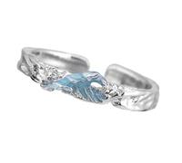 ECMQS Copper Promise Rings with Adjustable Opening Mountain Sea Theme Finger Band for Couples Romantics Jewelry Gift Anniversary Rings