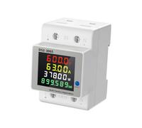 ECMQS Digital Watt Meter with Screw Terminals, DIN Mount 14V-600V 63A LCD Readout for Battery Storage, Telecom Power and Solar Electrical Installations