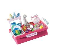 ECMQS Dishwashing Toy Sink Set with Bubble Maker and Wash Tools, C | Dishwashing Playset with Dishes, Utensils and Toy Vegetables for Pretend Kitchen Playset with Water Pump