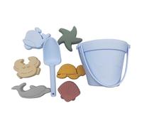 ECMQS Easy to Carry Beach Play Set for Ages 3 with ABS, Light blue | ABS Sand Tools Including Bucket Shovel and Mold, Sandcastle Building Tools, 8 Piece Collection for Children