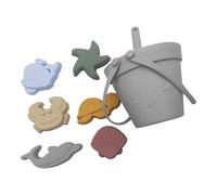 ECMQS Easy to Carry Beach Play Set for Ages 3 with ABS, Light Grey | ABS Sand Tools Including Bucket Shovel and Mold, Sandcastle Building Tools, 8 Piece Collection for Children