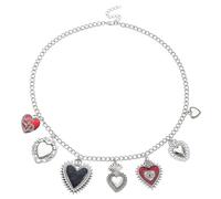 ECMQS Fashionable Gothic Chunkies Chain Necklace Featuring Evil Eyes and Heart Charm Portable for Fashion Enthusiasts Unique Accessories