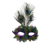 ECMQS Feathered Masquerade with Sparkling | Lightweight Comfortable Masquerade Accessory with Sparkling Rhinestones for Ballroom Dances and Night Celebrations
