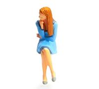 ECMQS Handcrafted 1: 64 Sitting Person Statue, Thinking Female Blue