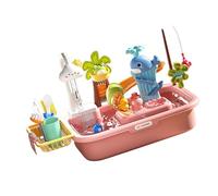 ECMQS Interactive Toddler Dishwashing Toy Set with Fishing Game, A | Circulating Water with Rotating Sprayer and Vegetable Washing for Educational Play Scenarios and Early Learning