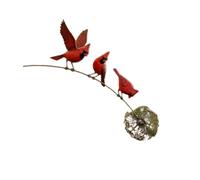ECMQS Iron Animal Garden Decor Curved Branch Yard, Red bird | Nature Inspired Figurine Accent for Outdoor Planter Flower Bed Patio Porch