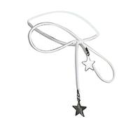 ECMQS Korean Cloth Choker Five-Pointed Star Necklace for Women Elegant Weave Knotted Bowknot Adjustable Chain Jewelry Collarbone Chain Adjustable Cloth Clavicle