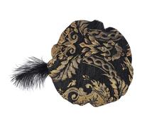 ECMQS Medieval Tudors Hat Feathered Muffin Top Hat for Men, Black