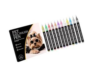 ECMQS Multi-Color Pet Art Markers for Dogs Cats | Fast-Drying 12-Piece Pen Collection, Grooming Decoration, Fine Detail Drawing Use Home