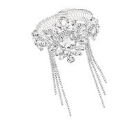 ECMQS Open Arm Cuff with Chains Stone Accent, Silver