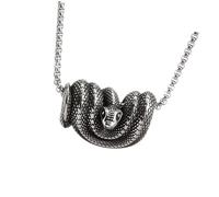 ECMQS Ouroboros Snake Pendant Necklace Punk Styles Ouroboros Snake Necklace in Sturdy Stainless Steel for Fashion Lover Sturdy Stainless Steel Chain