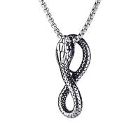 ECMQS Ouroboros Snake Pendant Necklace Punk Styles Ouroboros Snake Necklace in Sturdy Stainless Steel for Fashion Lover Sturdy Stainless Steel Chain