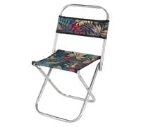 ECMQS Portable Folding Stool with Backrest | Metal Frame Oxford Fabric Camp Seat for Fishing Trips, Roadside Breaks, Line Waits, Car Carry Along Use