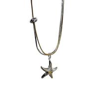 ECMQS Sea Star Pendant Necklace with Two Chains Stylish Clavicle Chain Jewelry Accessory for Everyday Wear Party Fashion Necklace