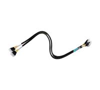 ECMQS SFF-8654 8I Workstation Data Cable 65CM Braided Crossover Link, Straight Connector Exit for Internal Build Planning, Covered Terminals, Single Unit