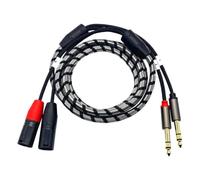ECMQS Shielded OFC Cable 6.35mm to XLR Braided Stereo, G 2M | Cord for Powered Monitors Mixers AV Routing Install Work