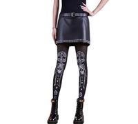 ECMQS Skeleton Tights for Women Pantyhose White Bone Print Lightweight