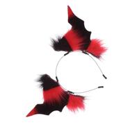 ECMQS Stylish Black Plush Bat Devil Horns Hair, Black red