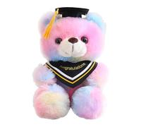 ECMQS Sweet Colorful Graduation Bear Plush Doll Safe, Light blue, B | Graduation Plush Bear Gift Having Colorful Doctor Hat, Safe Cotton Filling for Kids Room Accent