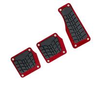 ECMQS Three Piece Manual Car Pedal Trim Pads with Metal Grip, Red