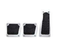 ECMQS Three Piece Manual Car Pedal Trim Pads with Metal Grip, Silver