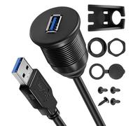 ECMQS USB3.0 Male to Female Auditory Flush Mount Extension Cable for Car Truck Boats Motorcycle Dashboard Panel 1 / 2Meter Long Vehicle USB Installation