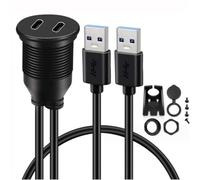 ECMQS Vehicle Mount Double USB to Double Type C Extension Cable