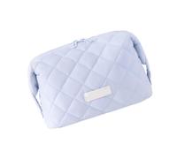 ECMQS Wide-Opening Makeup Bag with Fixed Interior Dividers, Light blue | Cosmetic Case for Travel