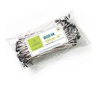 ECO 14 Wicks for Candle Making, 6 inch Pre-Waxed Wicks for Soy Candles with Base 100pk