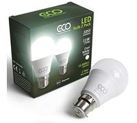 ECO 2 pin B22 Bayonet Light Bulbs, Energy Saving 11W LED, 1055 Lumens, 75W Equivalent, Frosted, Cool White Daylight (6500K), Low Heat, 15,000Hrs Lifetime. (Cool White (6500K), 2 x Pack)