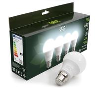 ECO 2 pin B22 Bayonet Light Bulbs, Energy Saving 9.5W LED, 1055 Lumens, 75W Equivalent, Frosted, Cool White Daylight 6500K, 15,000Hrs Lifetime. (Cool White 6500K, 4 x LED Bulb Multi Pack)