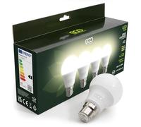 ECO 2 pin B22 Bayonet Light Bulbs, Energy Saving 9.5W LED, 1055 Lumens, 75W Equivalent, Soft Warm White (3000K), Low Heat, 15,000Hrs Lifetime. (Warm White 3000K, 4 x Bulb Multipack)