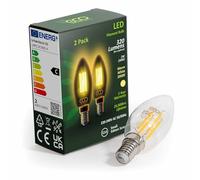 ECO 30W Equivalent 2W LED Filament Candle Light Bulb, 320 Lumens, Warm White 3000K, E14 SES Small Edison Screw, 25,000hrs Lifetime. [Energy Class C] (E14 Small Screw, 2, Count)