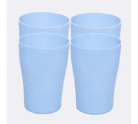 ECO 4 Pack Hard 300ml Plastic Cups Reusable | Stackable Plastic Tumblers for Parties | Blue Toddler Cup for Everyday Use | Unbreakable Kids Cups for Picnics, BBQ and Travels (Small 300ml, Blue)