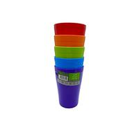 ECO 4 Pack Hard 300ml Plastic Cups Reusable | Stackable Plastic Tumblers for Parties | Multi Color Toddler Cup for Everyday Use | Unbreakable Kids Cups for Picnics & BBQ (Small 300ml, Rainbow)