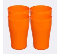 ECO 4 Pack Hard 300ml Plastic Cups Reusable | Stackable Plastic Tumblers for Parties | Orange Toddler Cup for Everyday Use | Unbreakable Kids Cups for Picnics, BBQ and Travels (Small 300ml, Orange)