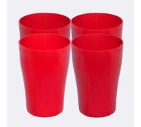 ECO 4 Pack Hard 300ml Plastic Cups Reusable | Stackable Plastic Tumblers for Parties | Red Toddler Cup for Everyday Use | Unbreakable Kids Cups for Picnics, BBQ and Travels (Small 300ml, Red)