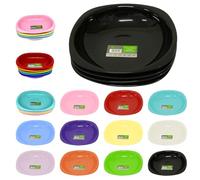 ECO 4 Pc Unbreakable Deep 19 x 19 cm Blue Round Plastic Plates | Large High Edge Kids Plates | Stackable Plastic Plate Reusable for Birthdays, Picnic, BBQ & Parties (Blue, Large)