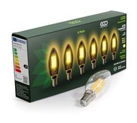 ECO 40W Equivalent 4W LED Filament Candle Light Bulb, 470 Lumens, Warm White 2700K, E14 SES Small Edison Screw, 25,000hrs Lifetime. (6xPACK)
