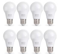 ECO 40W Equivalent E27 Screw Energy Saving LED Light Bulb, Low Energy 4.2W LED, 470 Lumens, Warm White 3000K, Non-Dimmable, 15,000Hrs Lifetime. (Pack of x8 Bulbs).