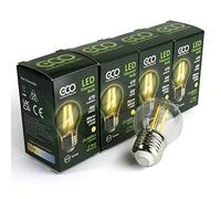 ECO 40W Vintage LED Golf Ball Bulb, Low Energy 4W LED Filaments, 470 Lumen, Clear Glass, Warm White (2700K), E27 Large Edison Screw Fitting, G45 Golf Ball Size, 25000Hrs Lifetime