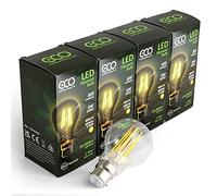 ECO 60W Energy Saving Light Bulb, Low Energy 8W LED Filaments, Bright 800 Lumen, Clear Glass, Warm White (2700K), B22 Standard UK 2 pin Bayonet, 25000Hrs Lifetime. (4xPACK)