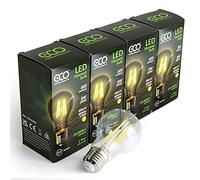 ECO 60W Energy Saving Light Bulb, Low Energy 8W LED Filaments, Bright 800 Lumen, Clear Glass, Warm White (2700K), E27 Standard UK Edison Screw (ES), 25000Hrs Lifetime.