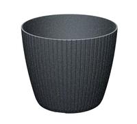(ECO Anthracite, 3.9L (W198mm x H 172mm)) Round Flowerpot Planter Cover Vertical Grooves 20% Wood Plastic Modern Elegant